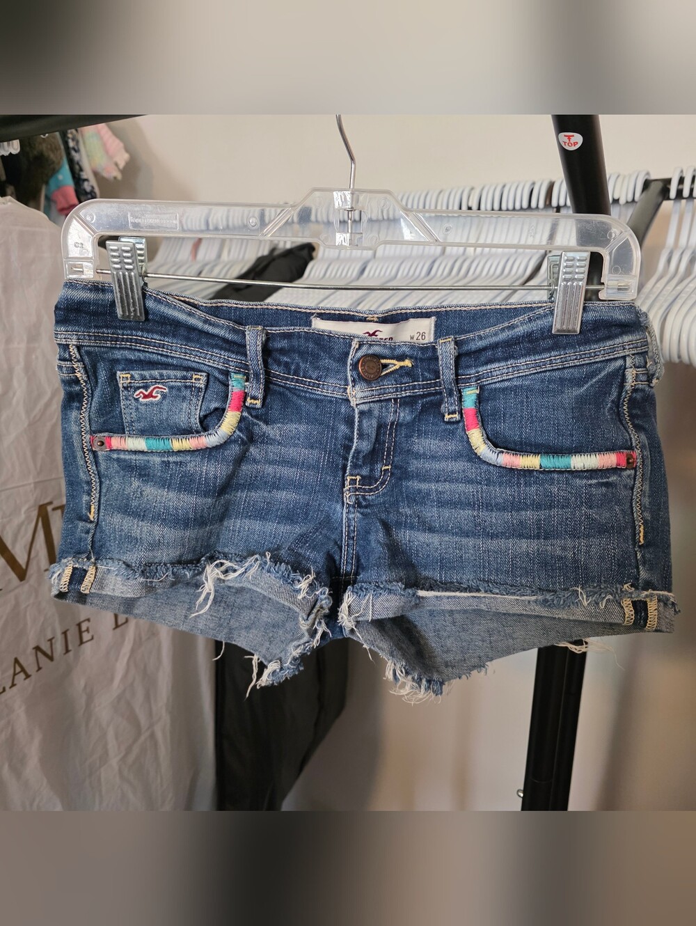 Hollister Y2K Vintage Ultra Low Rise SoCal Stretch Denim Micro Mini Short Shorts